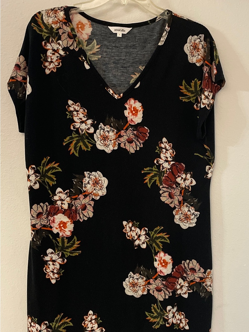 Amaryllis Black Floral V-Neck Dress